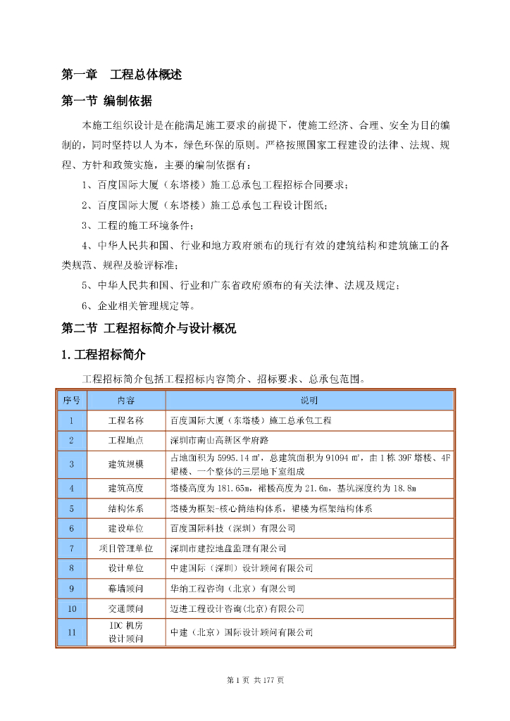某国际大厦工程施工总承包工程技术标（塔楼，近200页）