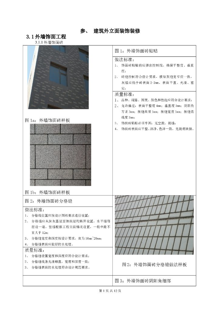 外立面装饰技术交底