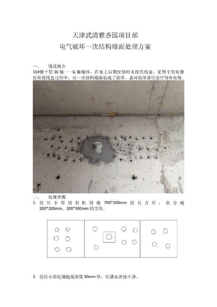 [天津]住宅楼电气破坏一次结构墙面处理方案