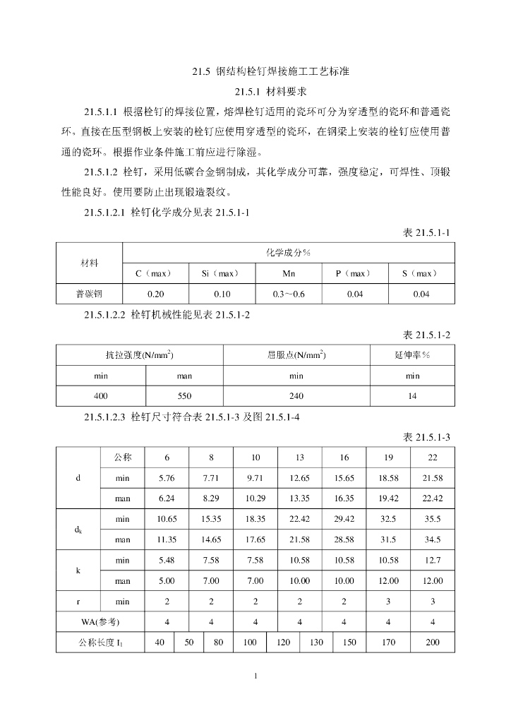钢结构栓钉焊接施工工艺标准