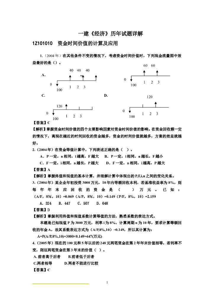 梅世强老师给的一建《经济》历年试题详解
