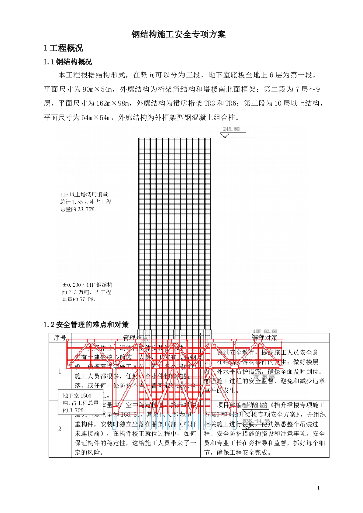 商用高层钢结构施工安全专项方案