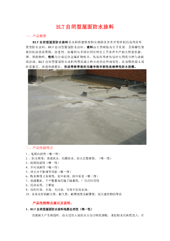 BLT自闭型屋面防水涂料