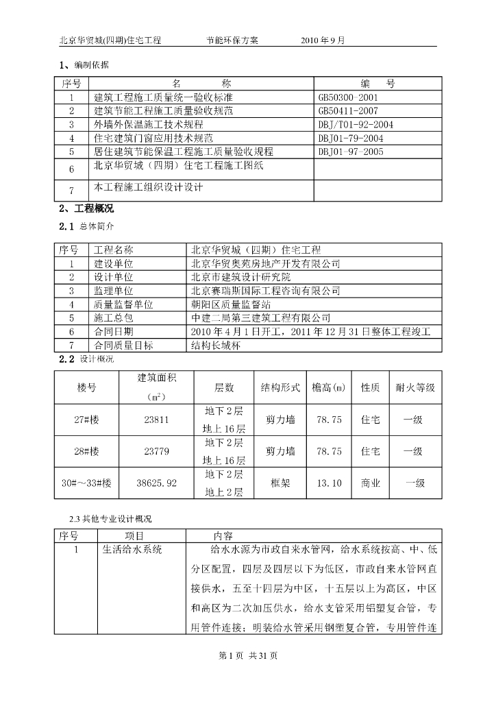 建筑工程住宅工程建筑节能施工方案