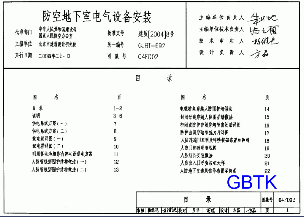 04FD02 防空地下室电气设备安装图集