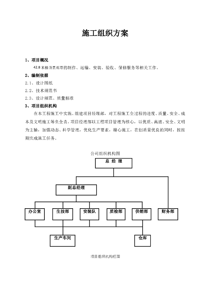 楼顶景观塔装饰装修施工组织设计