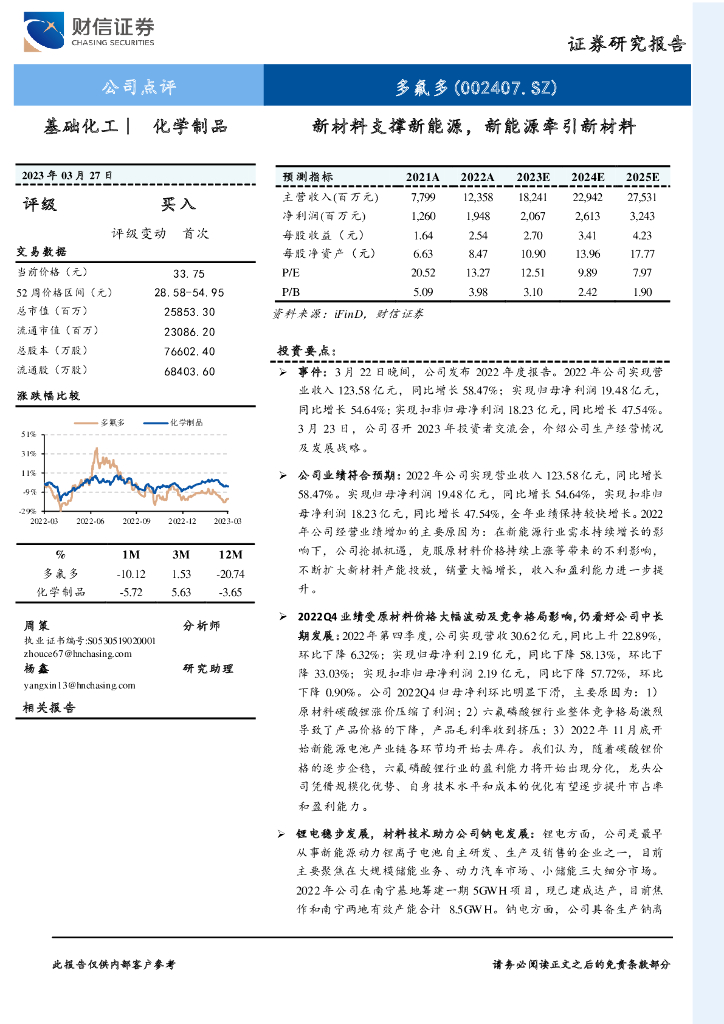 财信证券：多氟多（002407）-新材料支撑新<em>能源</em>，新<em>能源</em>牵引新材料 海报