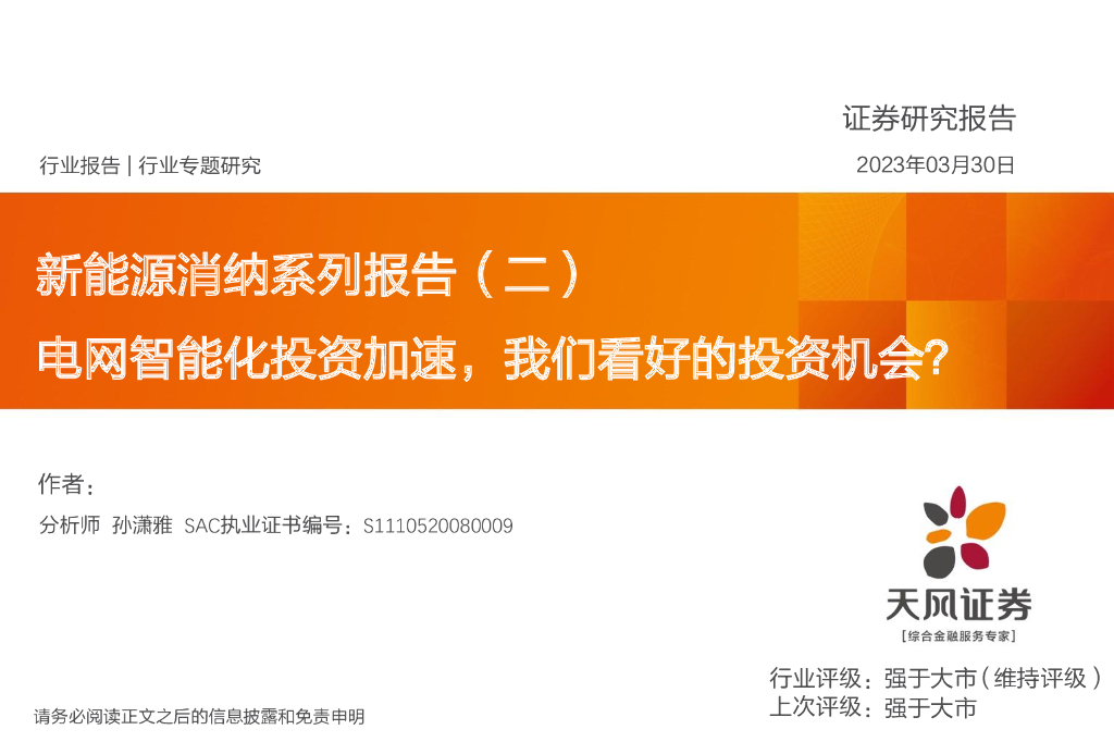 天风证券：新能源消纳系列报告（二）：电网智能化投资加速，我们看好的投资机会？ 海报