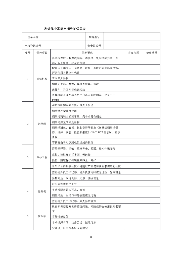 建筑起重机械定期保养记录表_第8页