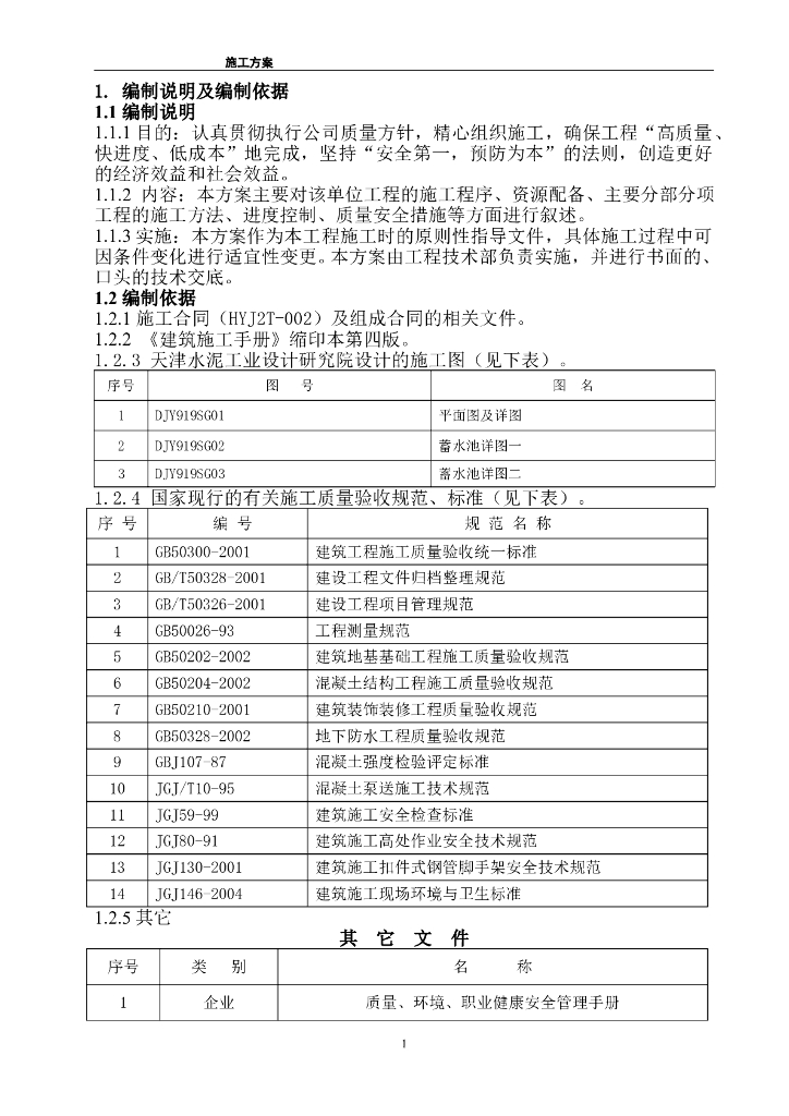 【国企编制】某地蓄水池施工专项方案Word