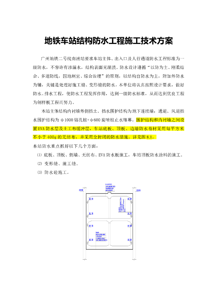 地铁车站结构防水工程施工技术方案