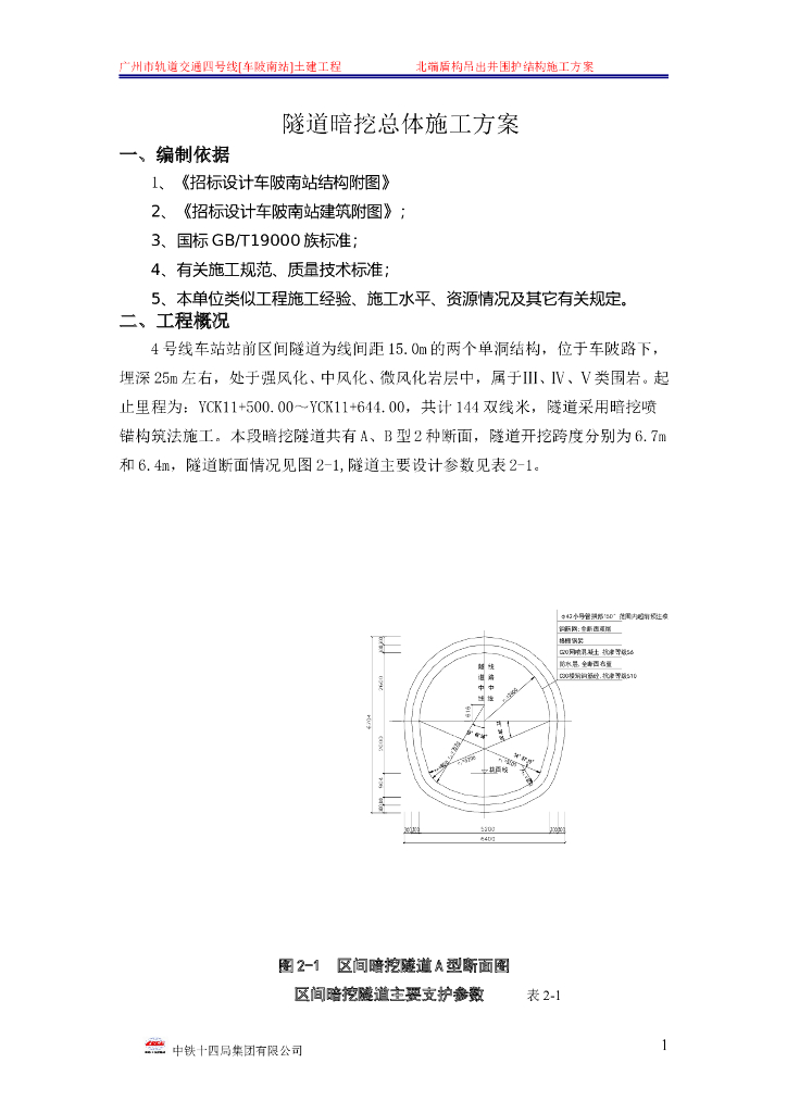 隧道暗挖总体施工方案