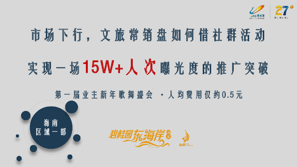 碧桂园文旅常销盘如何借社群活动，实现一场15W 人次曝光度的推广突破