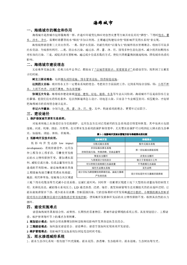 海绵城市建设相关知识点总结