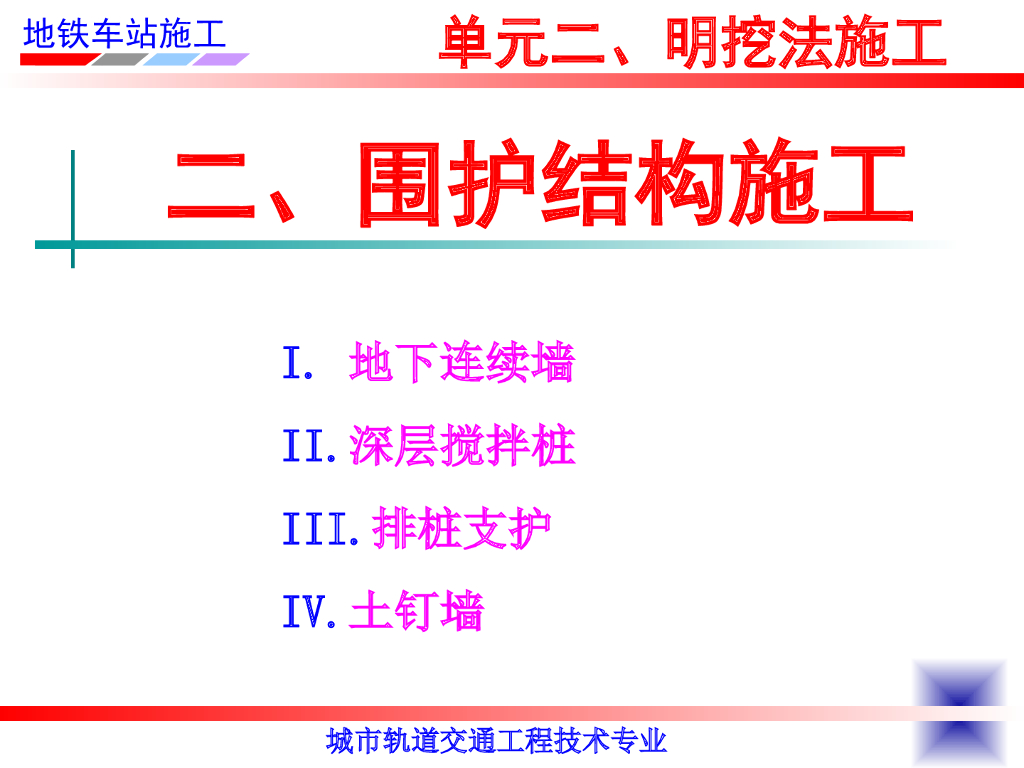 地铁明挖法-桩围护结构施工（76页）