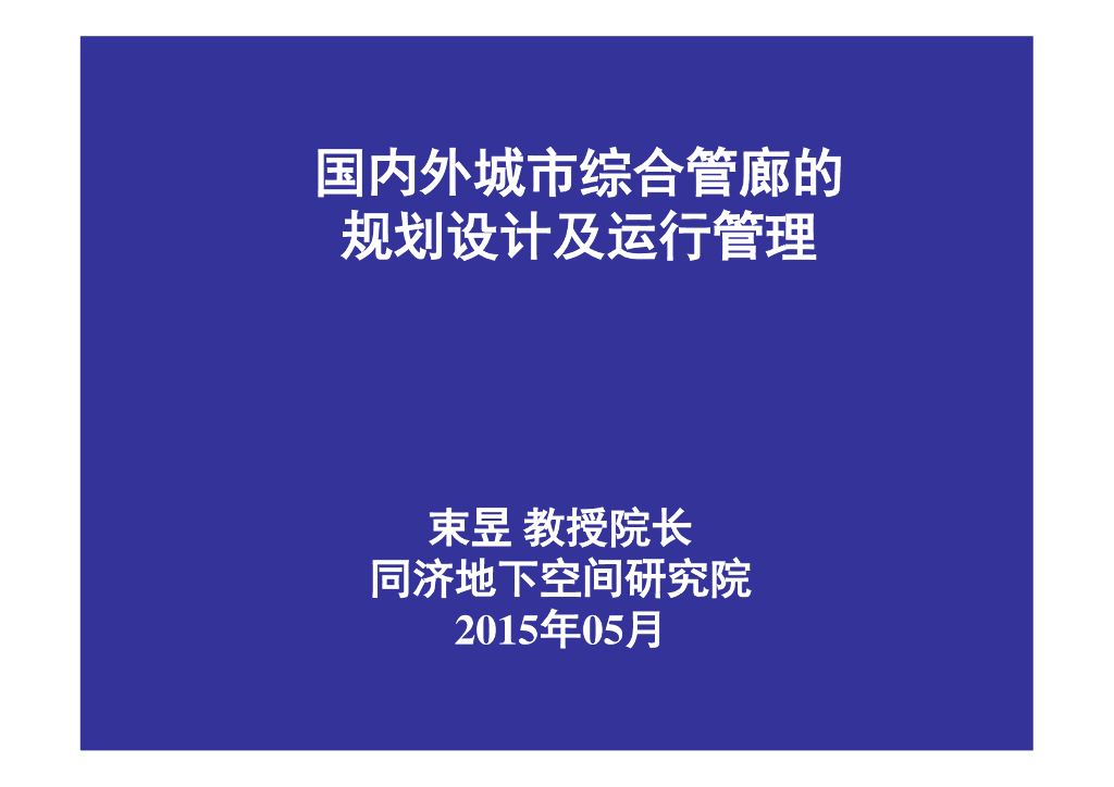 国内外城市综合管廊的规划设计及运行管理（88页）