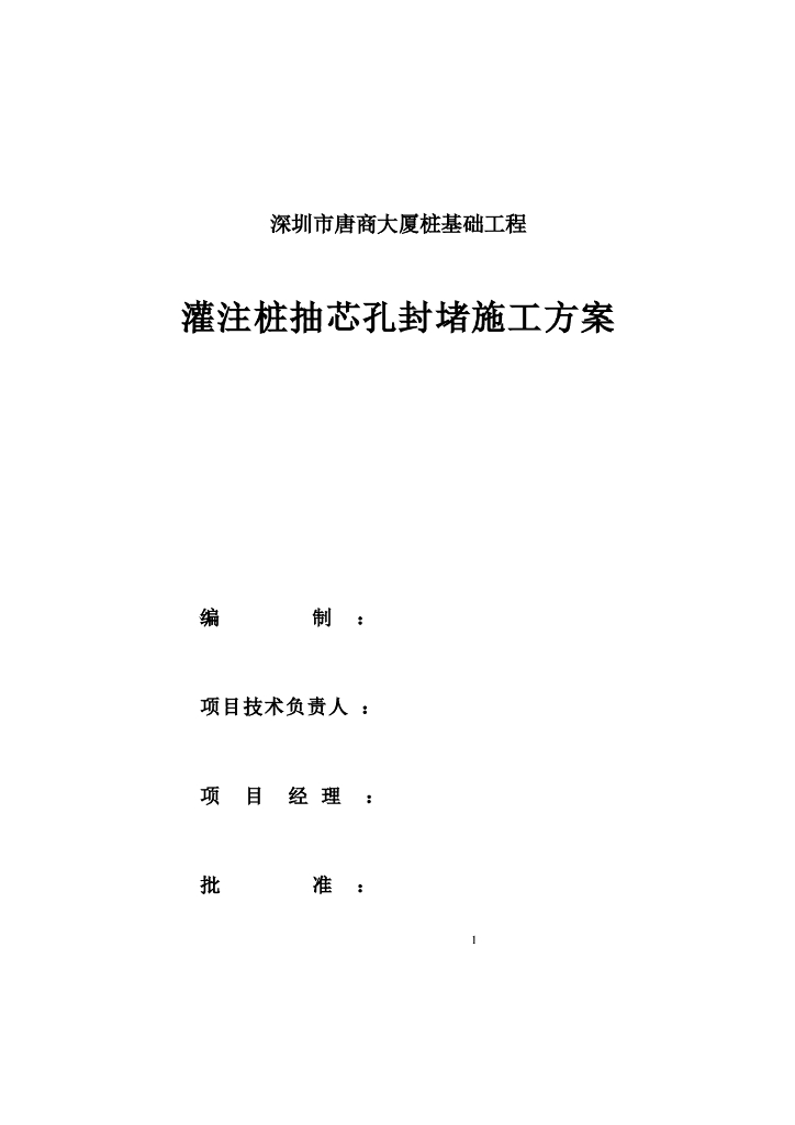 大厦灌注桩抽芯孔封堵施工方案（5页）