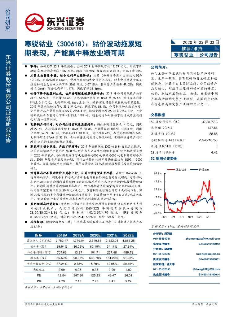 东兴证券：寒锐钴业（300618）-钴价波动拖累短期表现，产能集中释放业绩可期