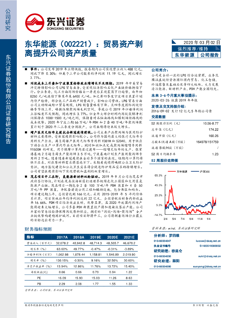 东兴证券：东华能源（002221）-贸易资产剥离提升公司资产质量