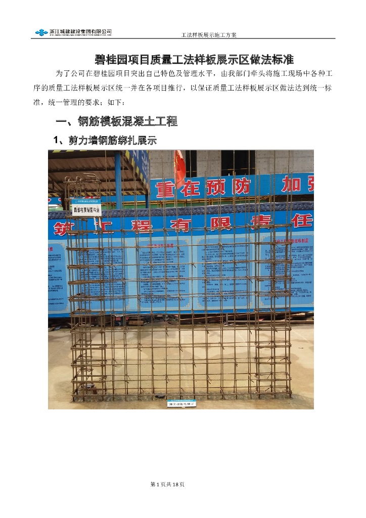 名企项目质量工法样板展示区做法标准(17页)