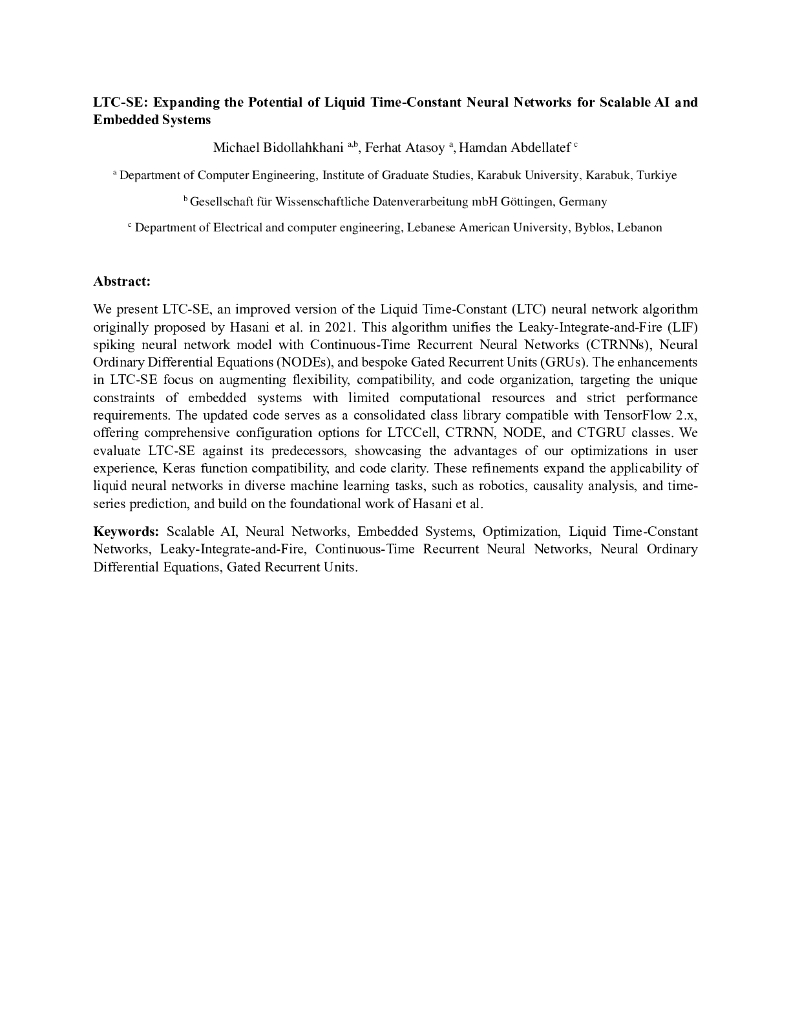 LTC-SE：扩展液态时常神经网络的潜力，为可扩展的<em>人工智能</em>和嵌入式系统提供支持（英文版） 海报