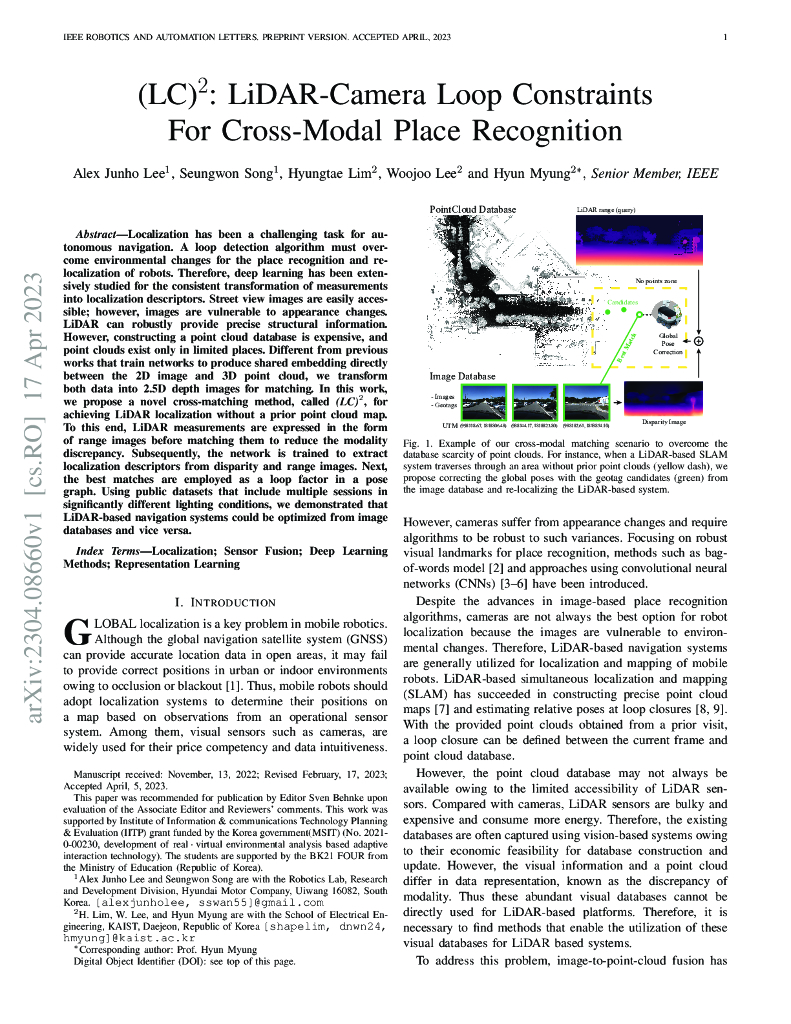 LC$2$:基于 LiDAR 和相机循环约束的跨模态地点识别（英文版）