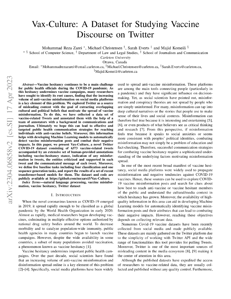 Vax-Culture：Twitter 疫苗话语研究数据集（英文版）