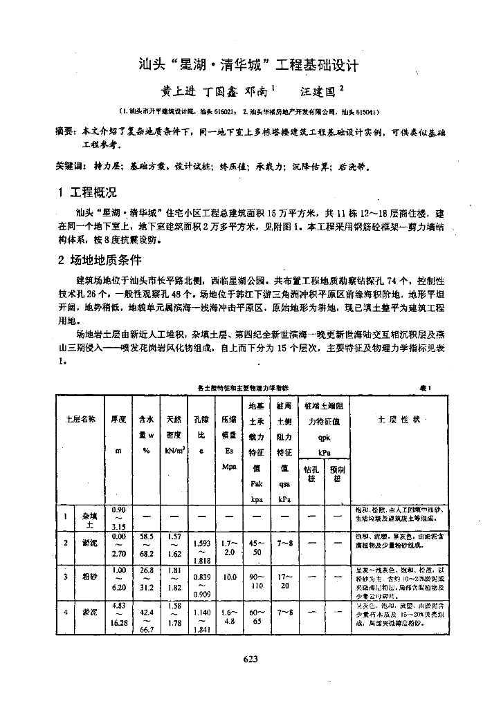 汕头“星湖·清华城工程基础设计