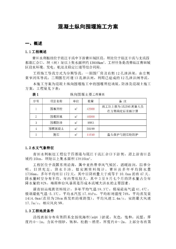 混凝土纵向围堰施工方案（Word，40页）