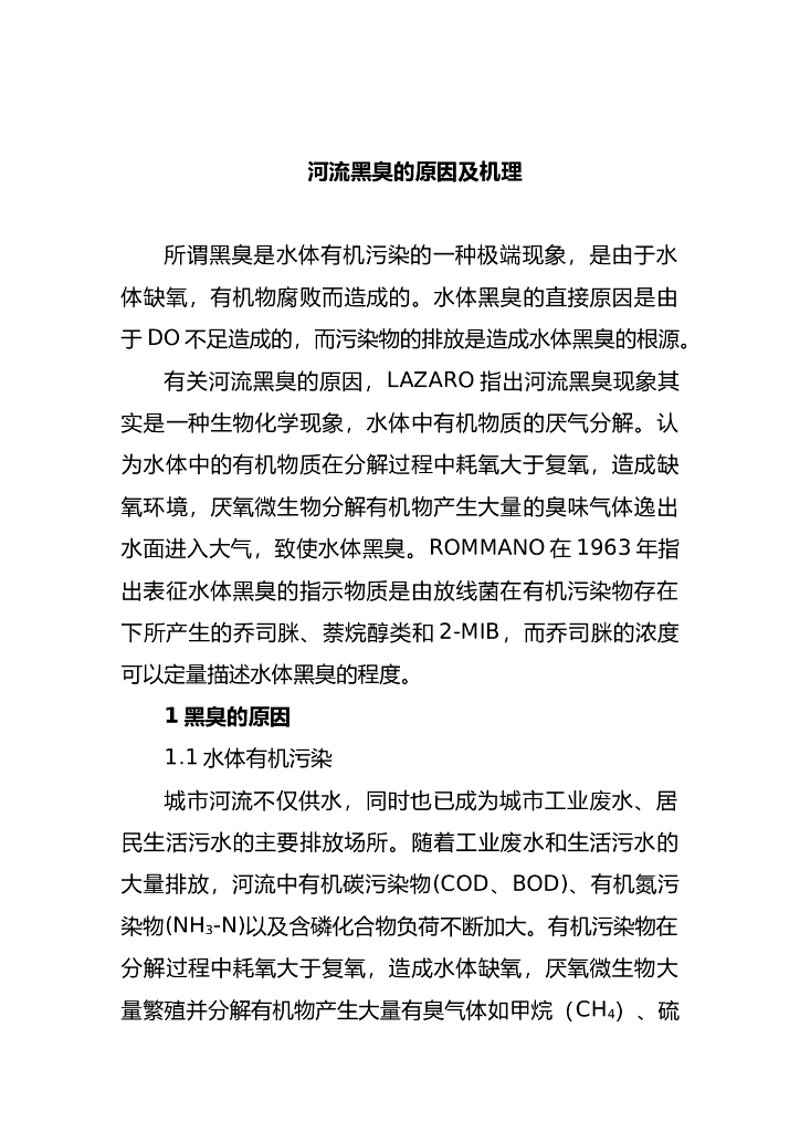 河流黑臭的原因及机理（13页，清楚明了）