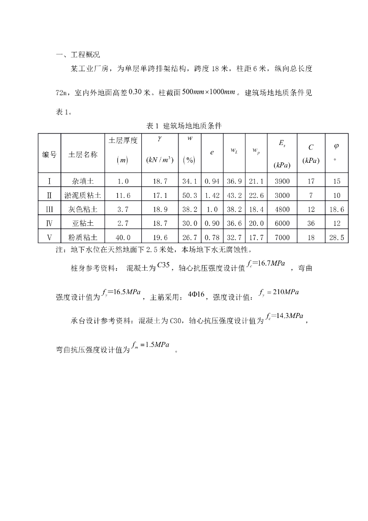 单层单跨排架结构厂房桩基础设计