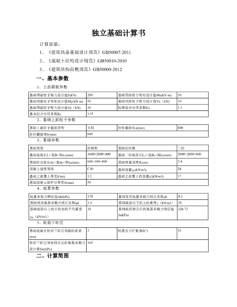 独立基础计算书（word，20页）
