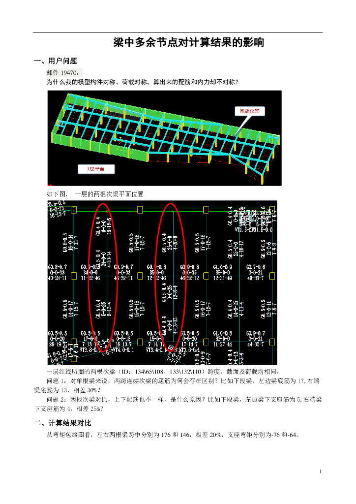 梁中多余节点对计算结果的影响1