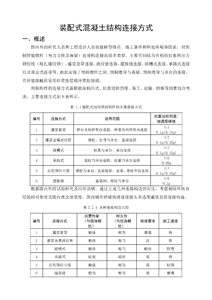 装配式混凝土构件连接方式调研