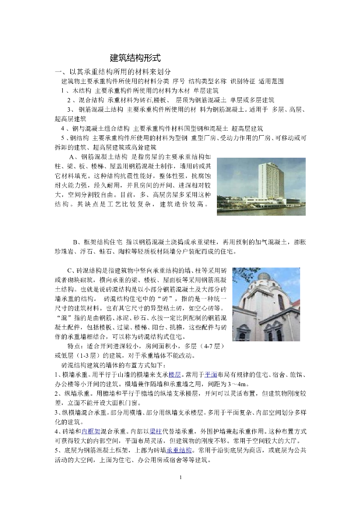 建筑结构形式总结