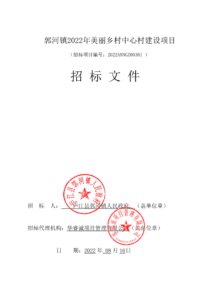 美丽乡村中心村建设项目招标文件（2022年）