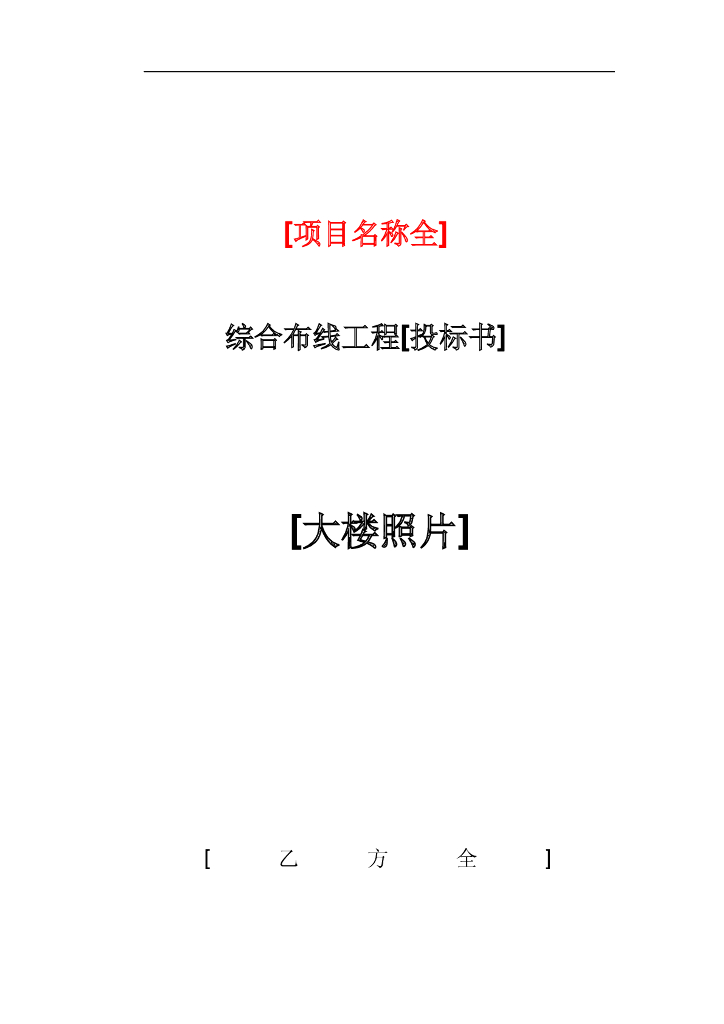 某项目综合布线工程投标书模板