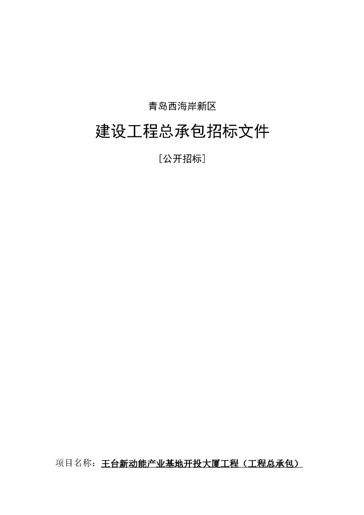 新动能产业基地大厦工程招标文件