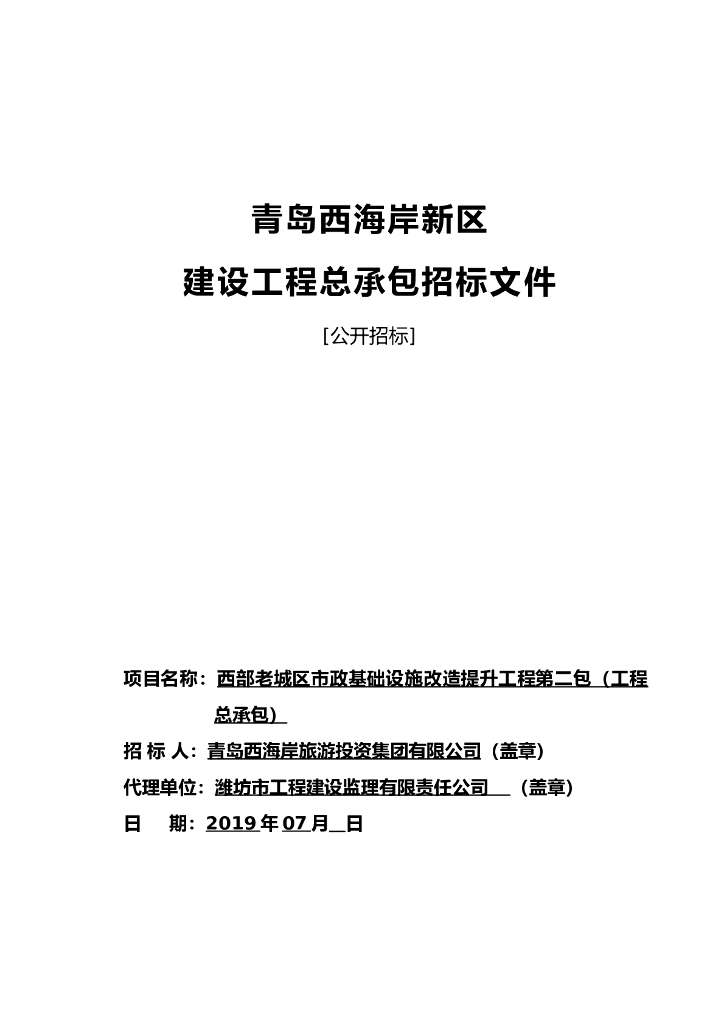 老城区市政基础设施改造提升工程招标文件