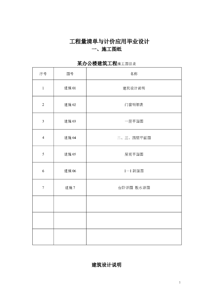 工程量清单及投标报价毕业设计（带图纸）