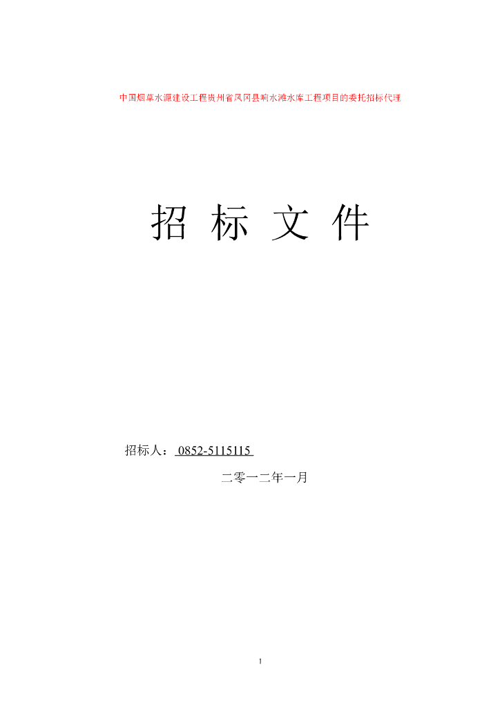 水库工程项目委托招标代理招标文件