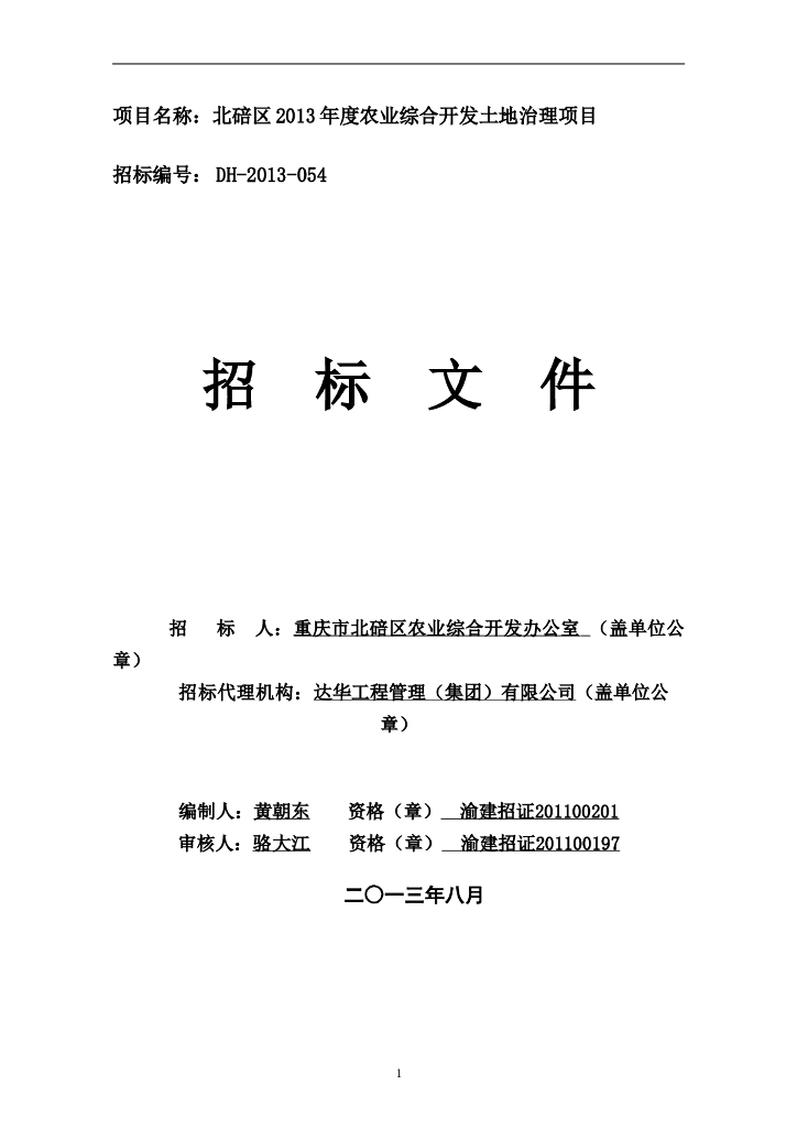 农业综合开发土地治理项目招标文件（84页）