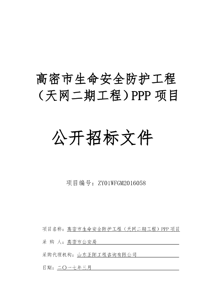 [高密]安全防护工程PPP项目招标文件（共118页）