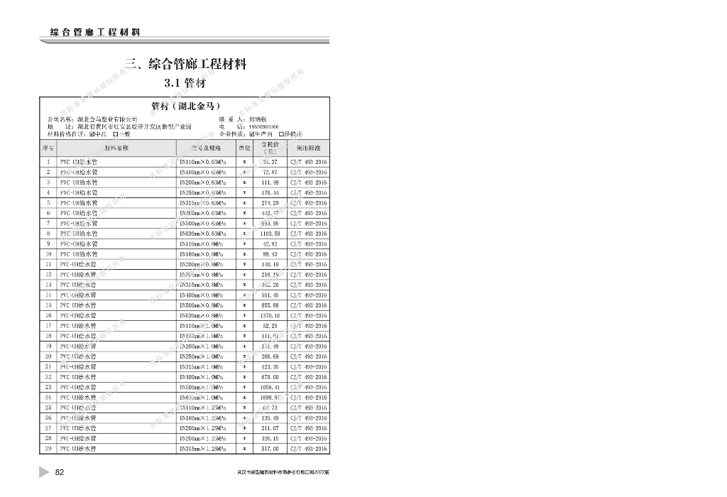 武汉市新型建筑材料市场参考价格汇编（二）