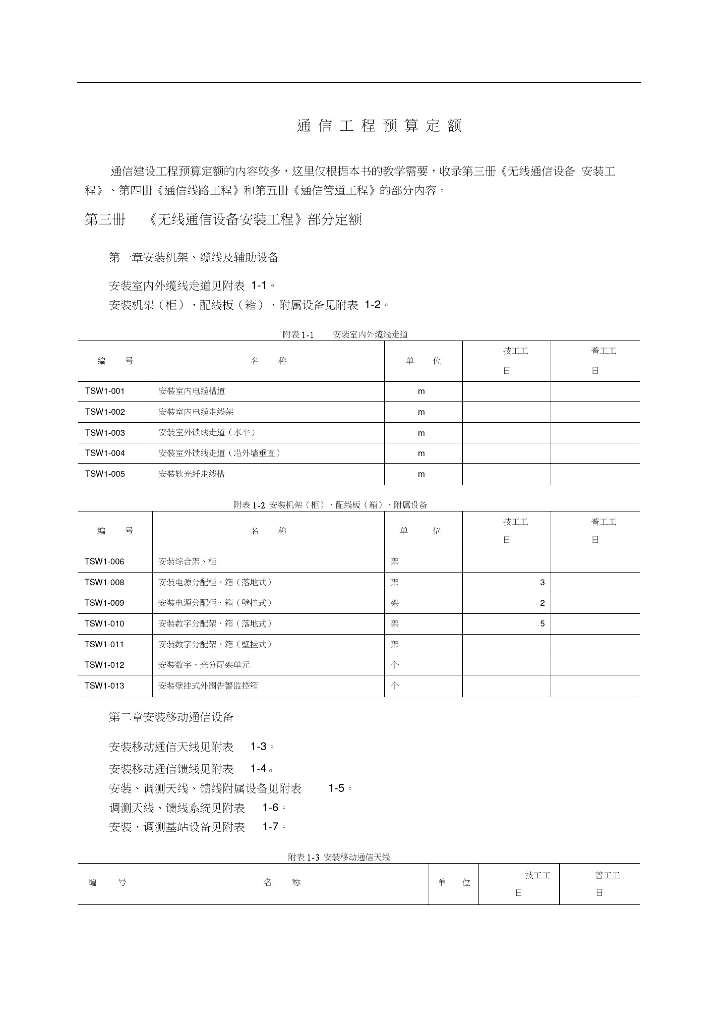 通信工程预算定额