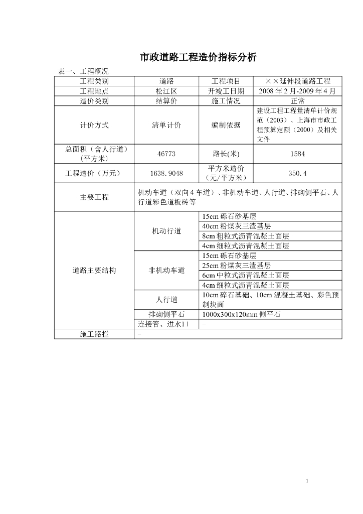 市政工程造价指标分析（共32页）