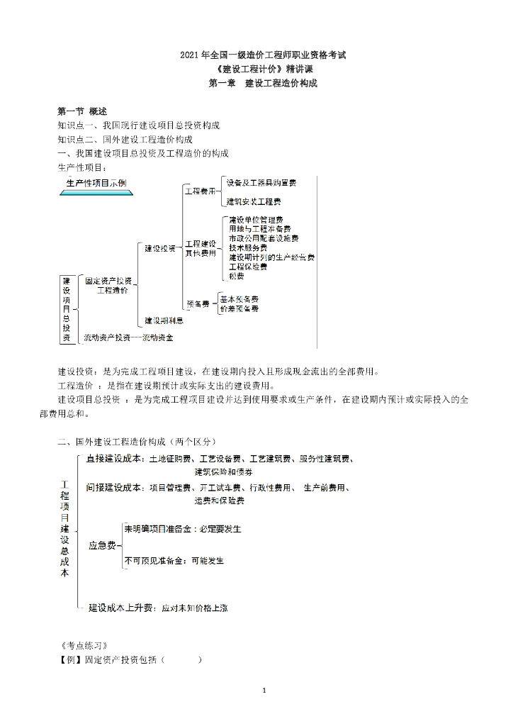 2021一造《工程计价》专题精讲(119页)