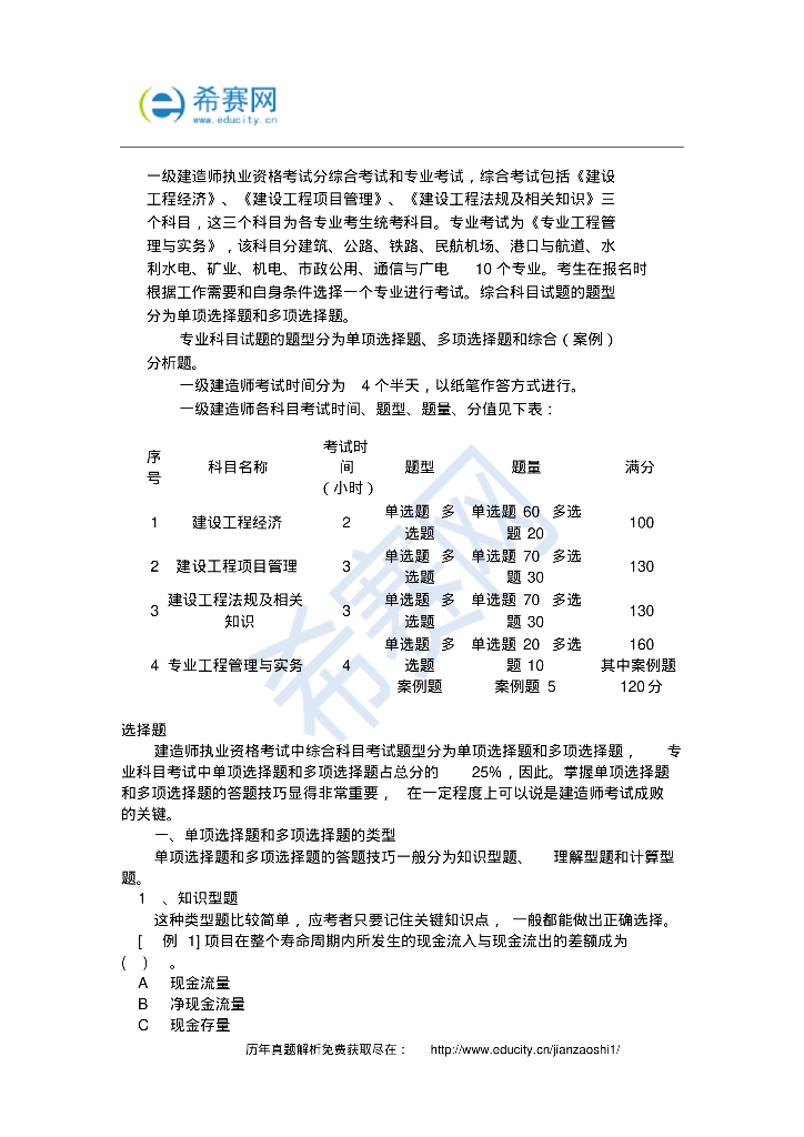 一级建造师考试试题真题及备考技巧分析