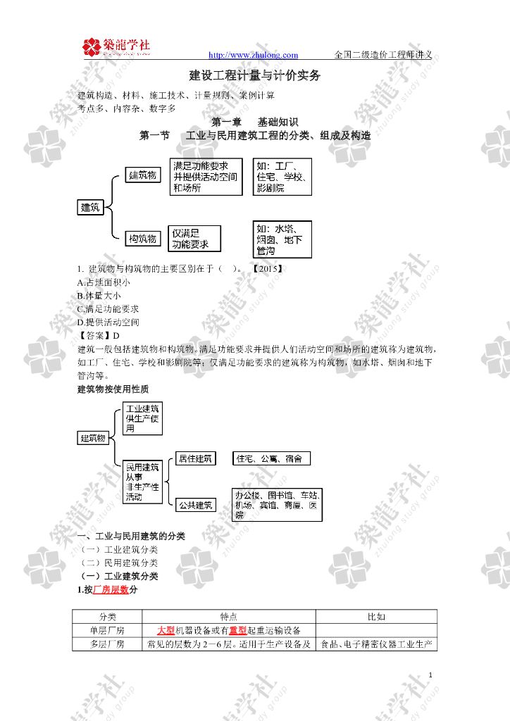 2019二造《计量与计价实务》基础知识讲义