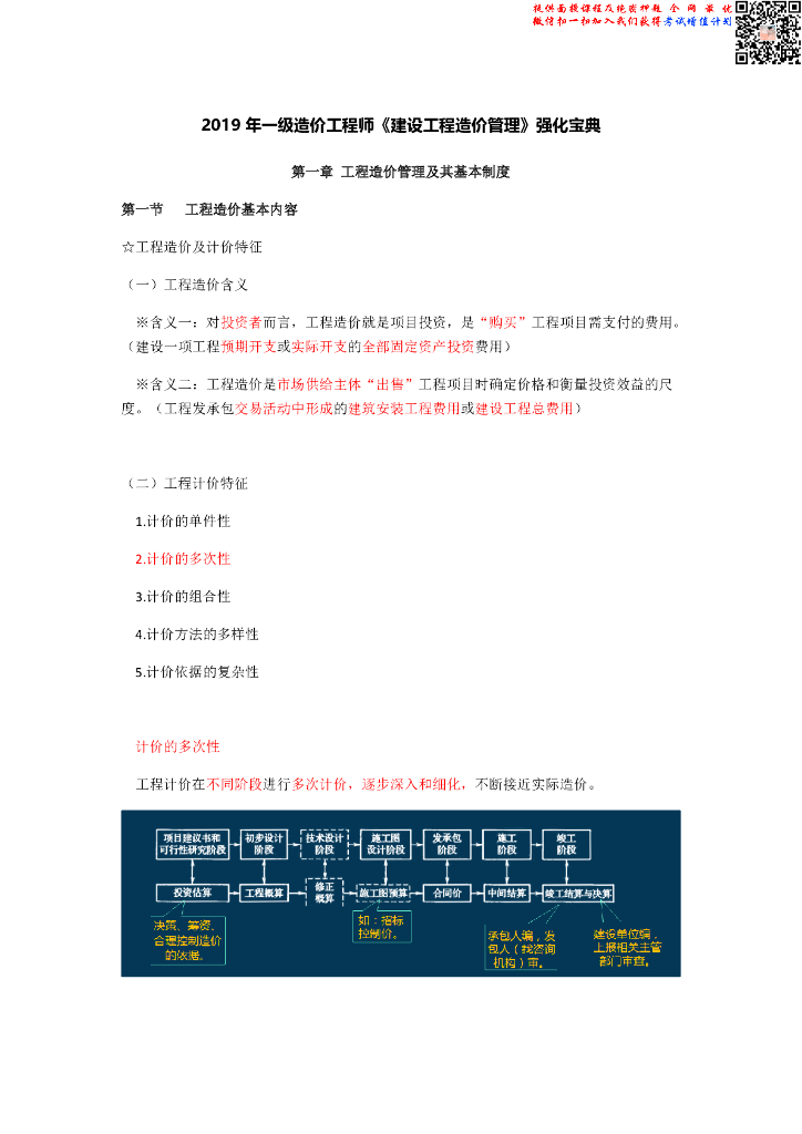 2019年造价管理知识强化手册
